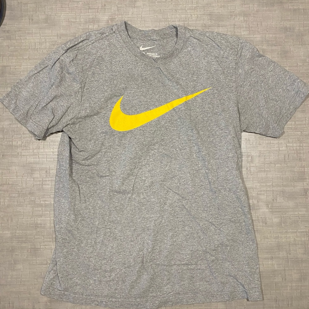 Nike Men's Heather Gray Tee with Yellow Swoosh